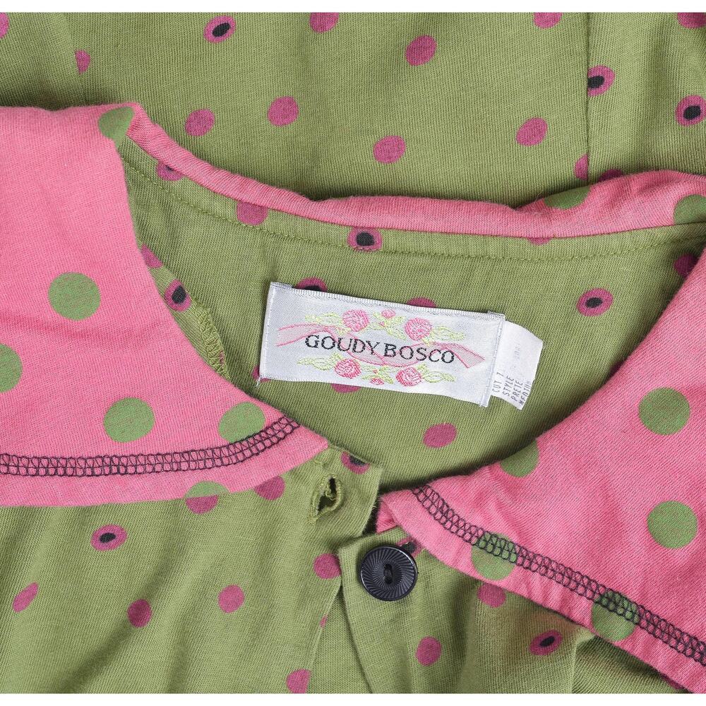 Vintage 90s Polka Mini Dot Skirt and Blouse Set Cotton Sailor Collar Top XS S - Picture 9 of 9